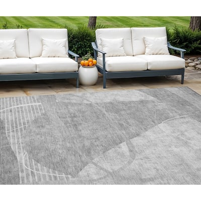 HomeRoots Abstract Transitional Rectangle Outdoor Rug