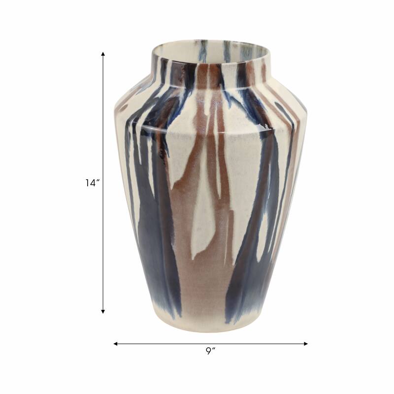 Terracotta Vase Abstract Pattern Design Handcrafted Look Glaze Decor