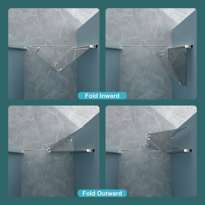 Fold Frameless Shower Door with Tempered Glass