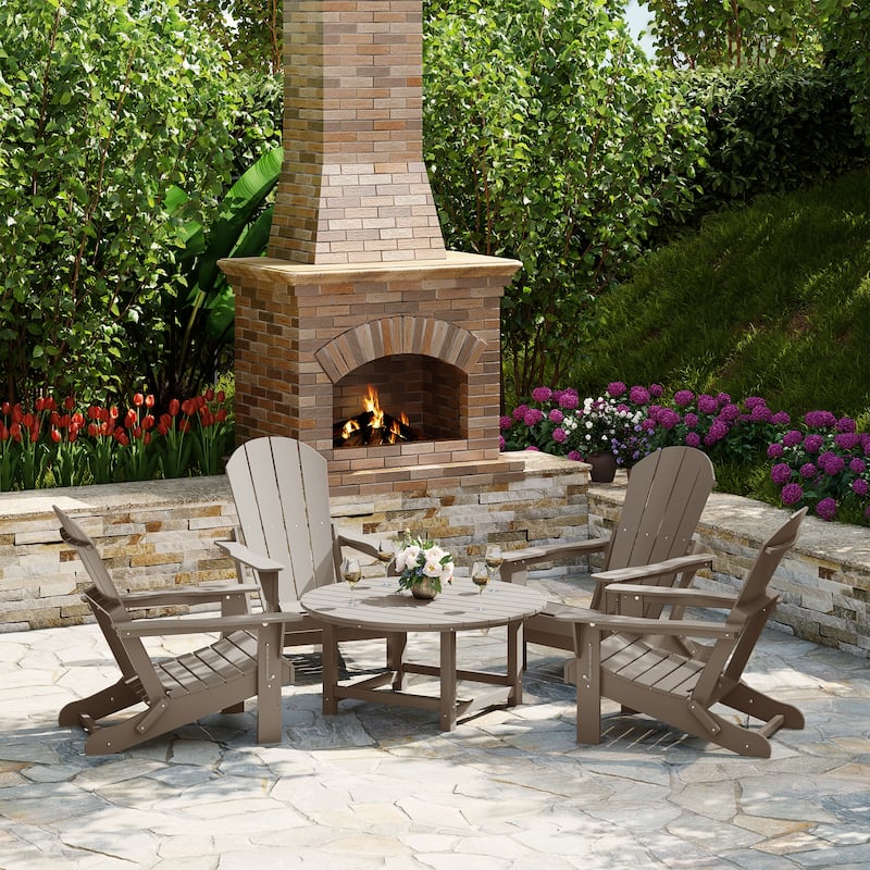 Laguna Outdoor 5-Piece Adirondack Chair With Round Coffee Table Conversation Set