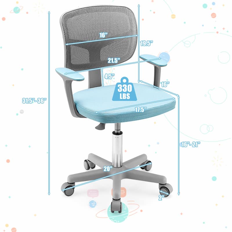 Ergonomic Kids Desk Chair Adjustable Height Children Study Chair