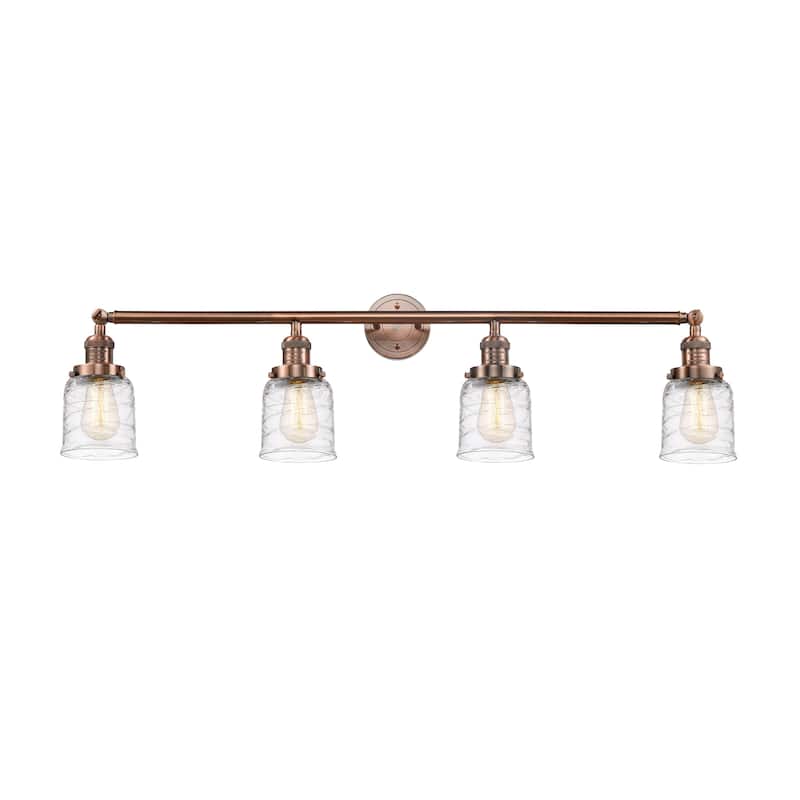 Innovations Lighting Bell 4 Light 42" Bath Vanity Light - Deco Swirl/Antique Copper