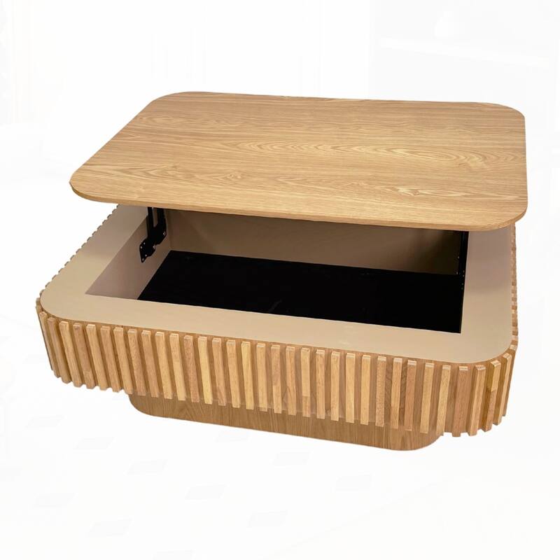 Lift-top Coffee Table Solid Wood Veneered Coffee Table with Storage and Adjustable Height