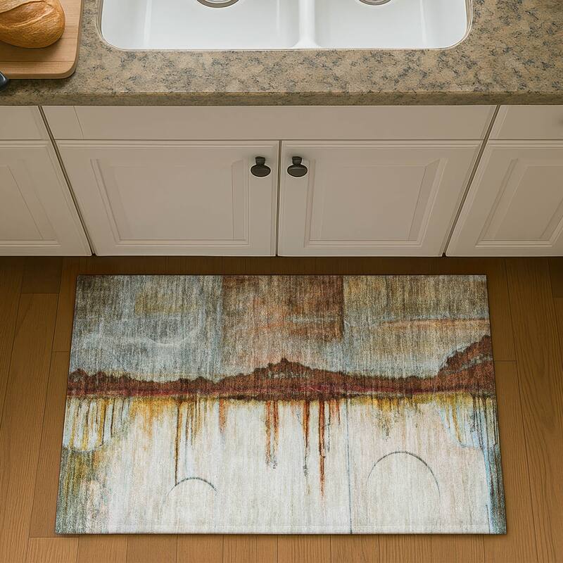 Premium Washable Super Soft Contemporary Melt Mayfield Rug - Rust - 1'8" x 2'6"