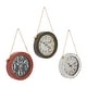 preview thumbnail 3 of 4, White Metal Decorative Wall Clock with Rope accents (Set of 3)