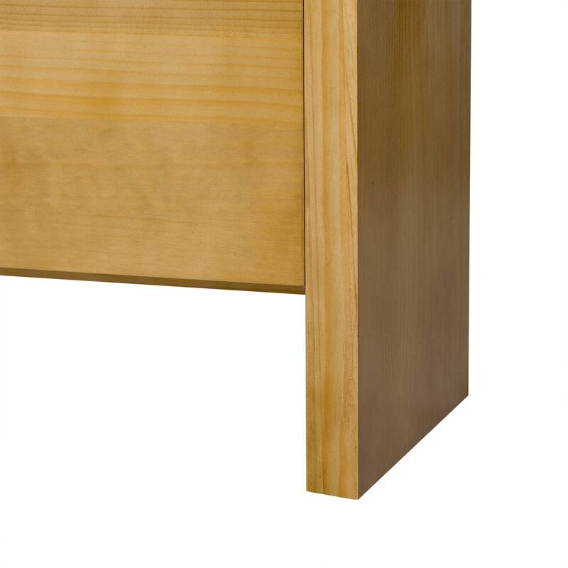 60" Modern 4-Door Sideboard with Open Shelf, Solid Wood Veneer Storage Cabinet for Living Room, Entryway (Black/Natural)