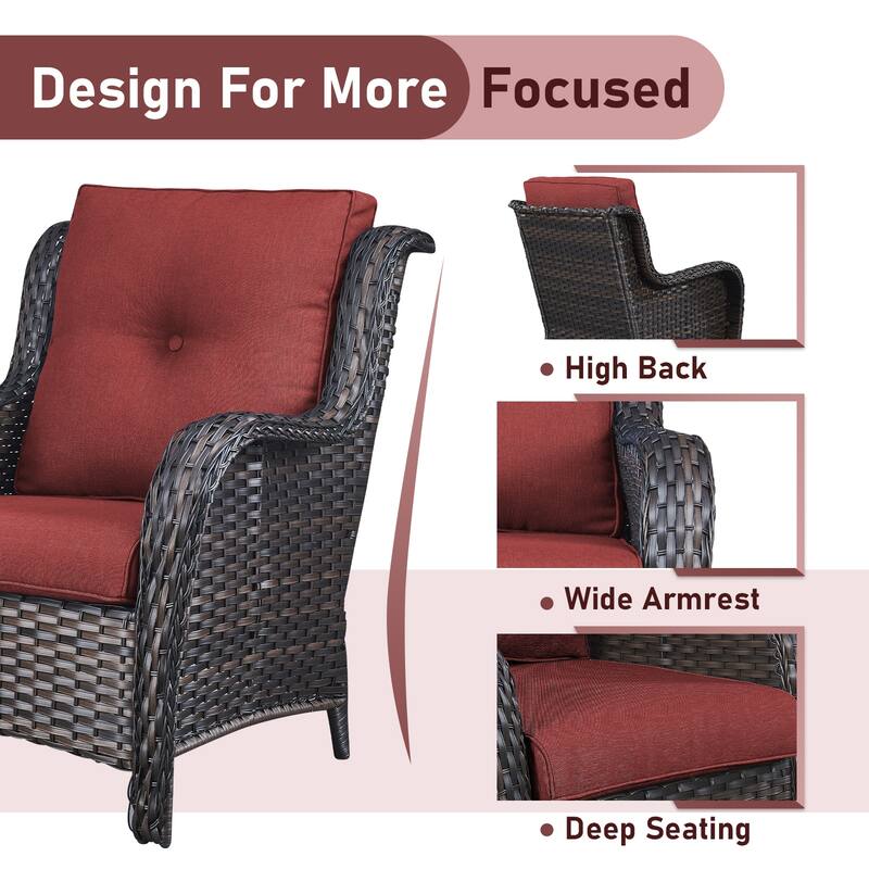 Outdoor Patio Chairs with Sofa Ottoman Table