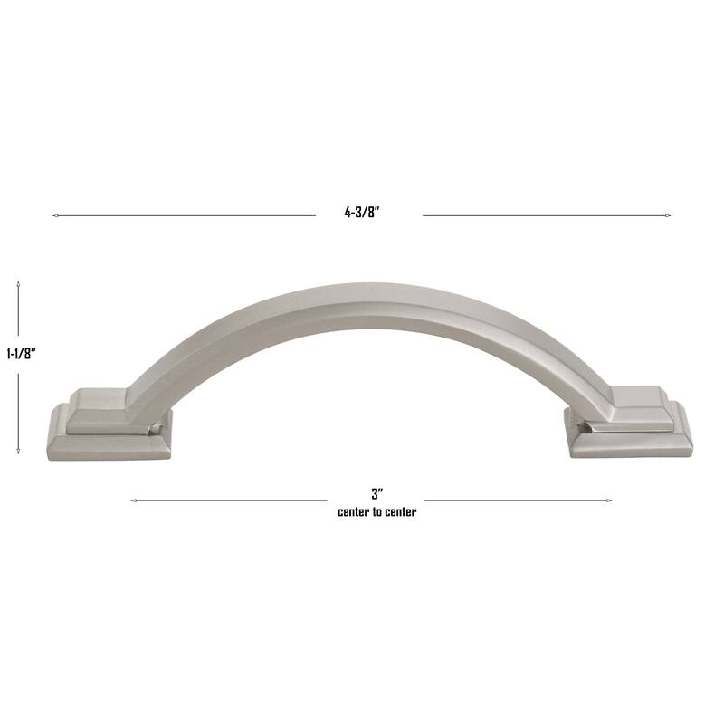 Gliderite 3 Inch Center to Center Arched Square Pull Cabinet Hardware Handle - 4355-GPH