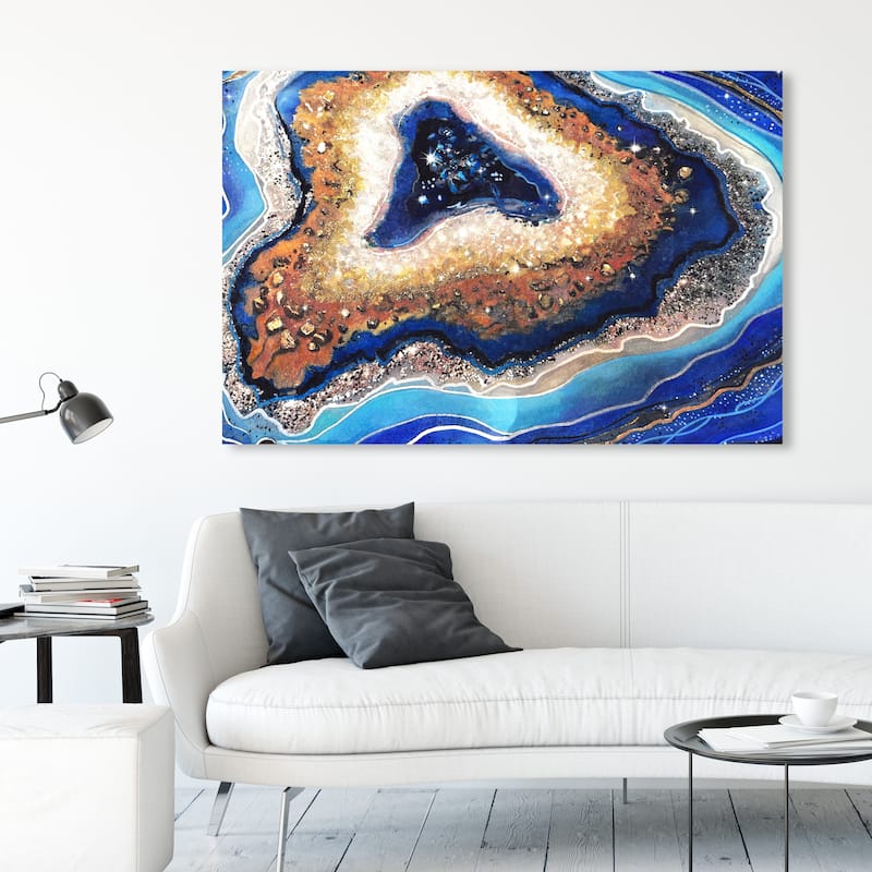 Wynwood Studio Canvas Abstract Blue Diamond Horizontal Blue and Modern & Contemporary Wall Art Canvas Print - 36 x 54