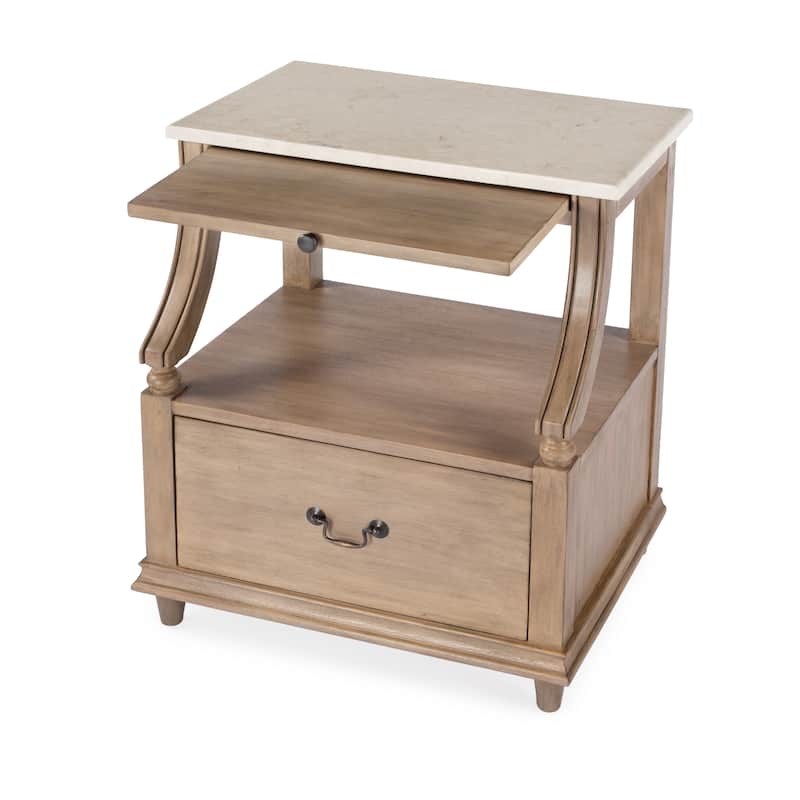 Mabel Genuine Marble and Wood 1-Drawer Nightstand