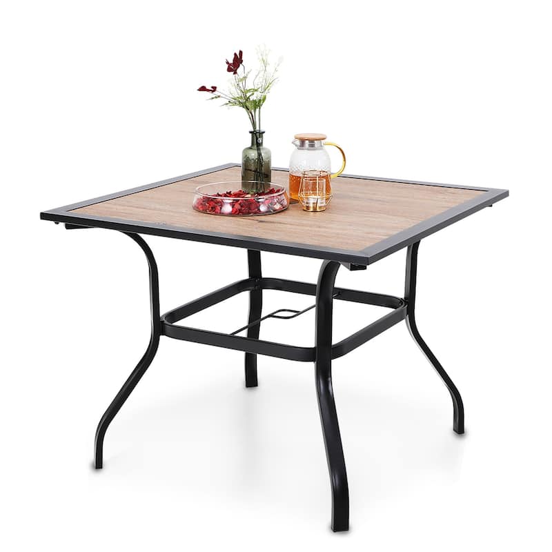 MAISON ARTS Outdoor Square Wood-like Dining table with 1.57" Umbrella Hole