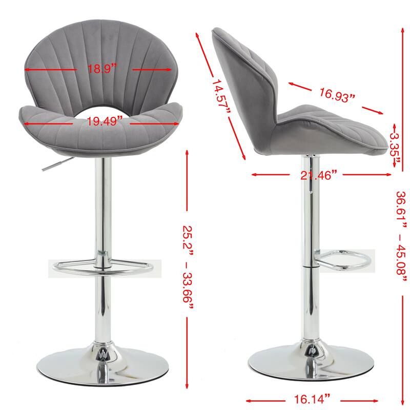 Bar Stools Set of 2 - Adjustable Barstools with Back and Footrest, Counter Height Bar Chairs