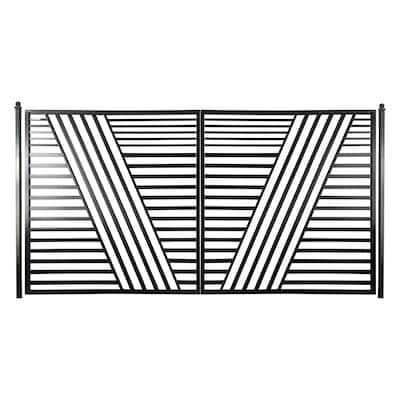 ALEKO Modern Yard Garden Sofia Style Dual Swing Steel Driveway Gate 12 ft Black