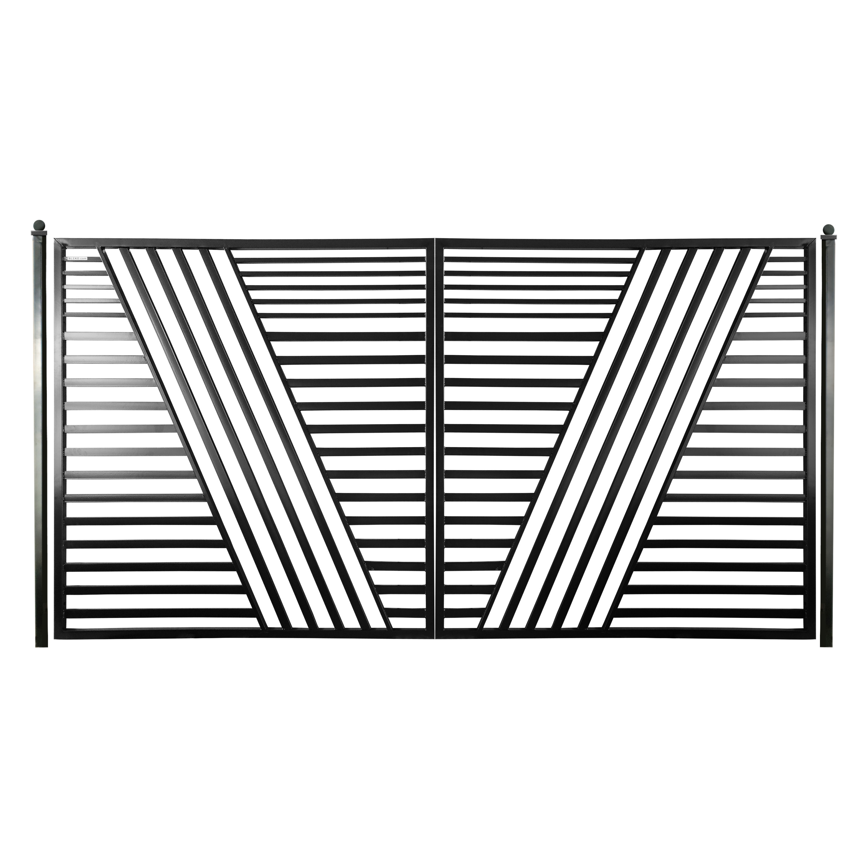 ALEKO Modern Yard Garden Sofia Style Dual Swing Steel Driveway Gate 12 ft Black