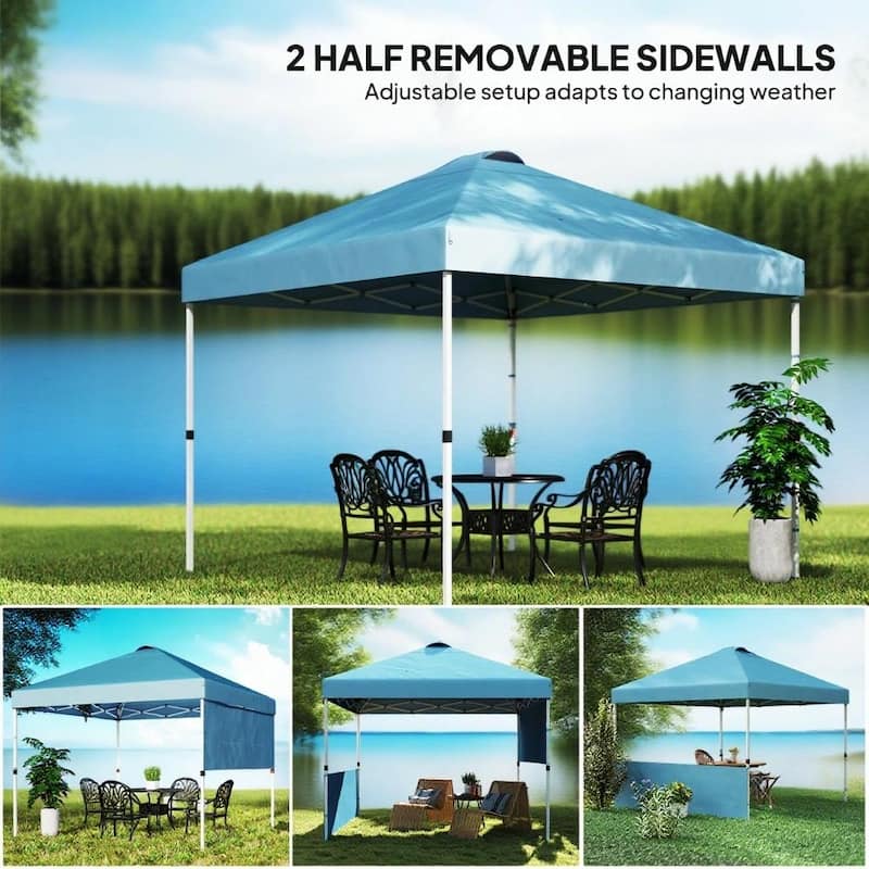 GDFStudio - 10x10 ft Pop-Up Outdoor Canopy Tent with Adjustable Height & Sidewalls