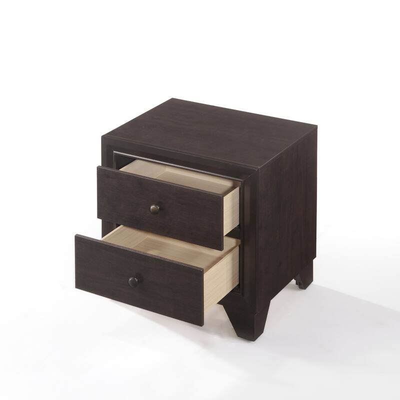 Espresso Finish Two-Drawer Wooden Nightstand