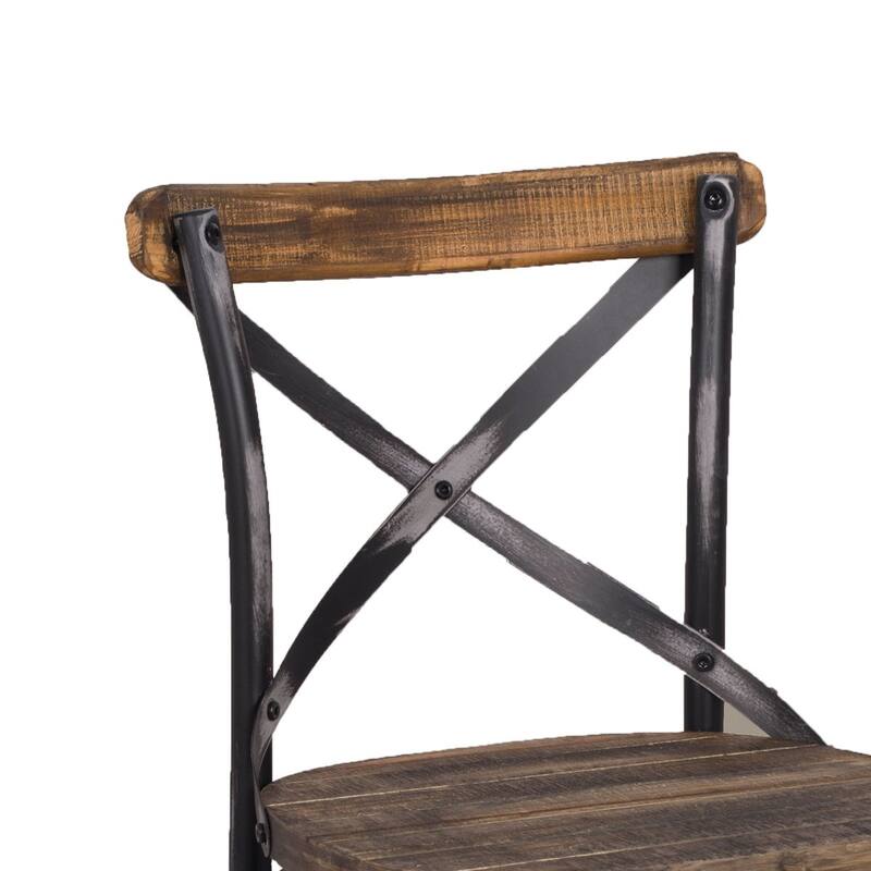 Bar Chair, Walnut & Antique Black - 43.31 H x 20.08 W x 18.12 L Inches