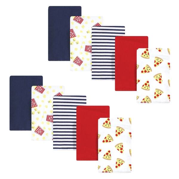 slide 1 of 1, Hudson Baby Infant Boy Cotton Flannel Burp Cloths, Pizza Snacks, One Size - Pizza Snacks - One Size