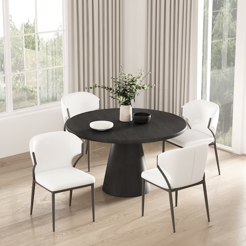 Manhattan Comfort Kirsten Camel Leatherette Dining Chair - White - Set of 4