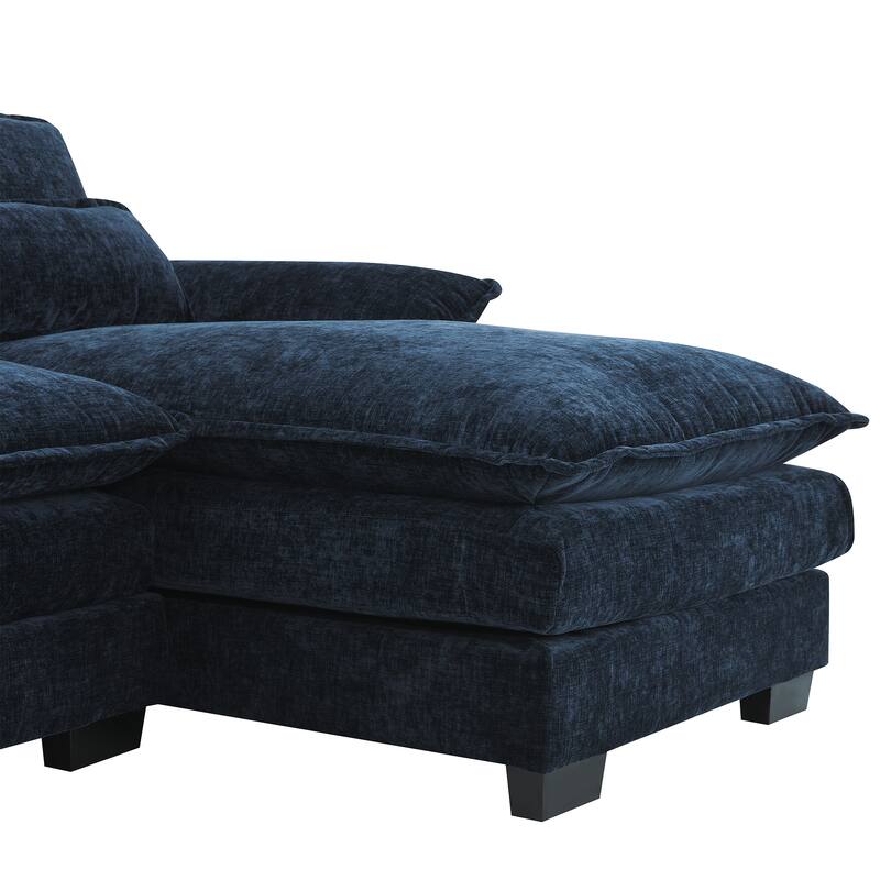 Modular U-Shaped 6-Seat Sofa with Chaise, Double Cushion Upholstered Sleeper for Living Room