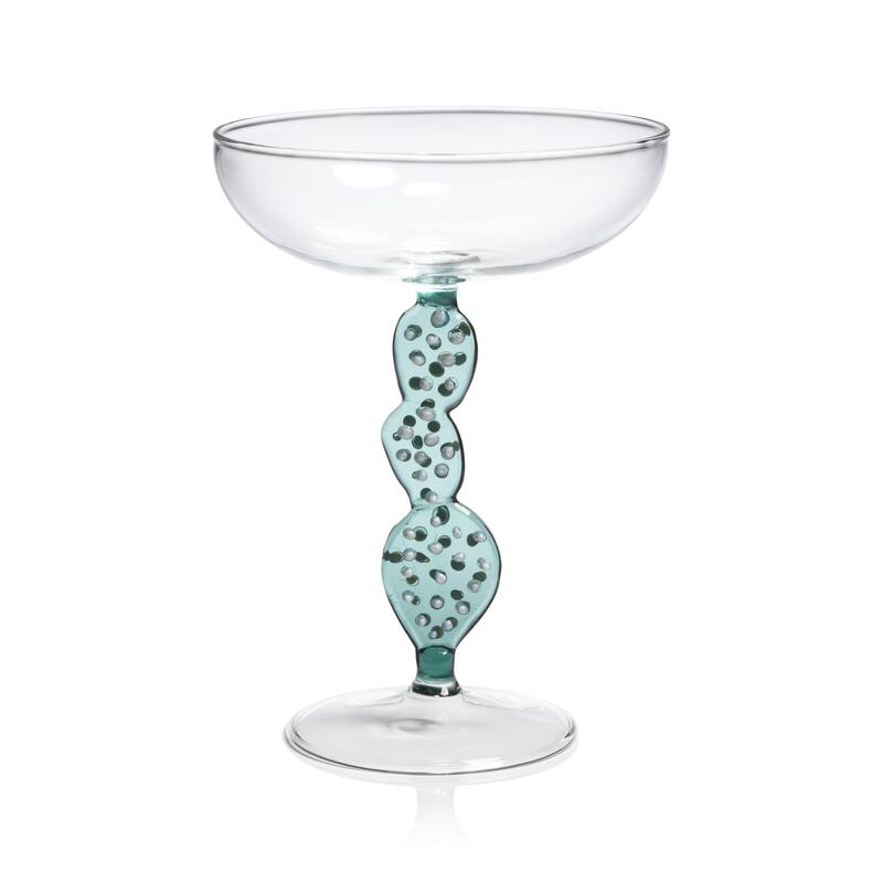 Climbing Cacti Tequila Cocktail Glasses, Set of 4 - Teal Green