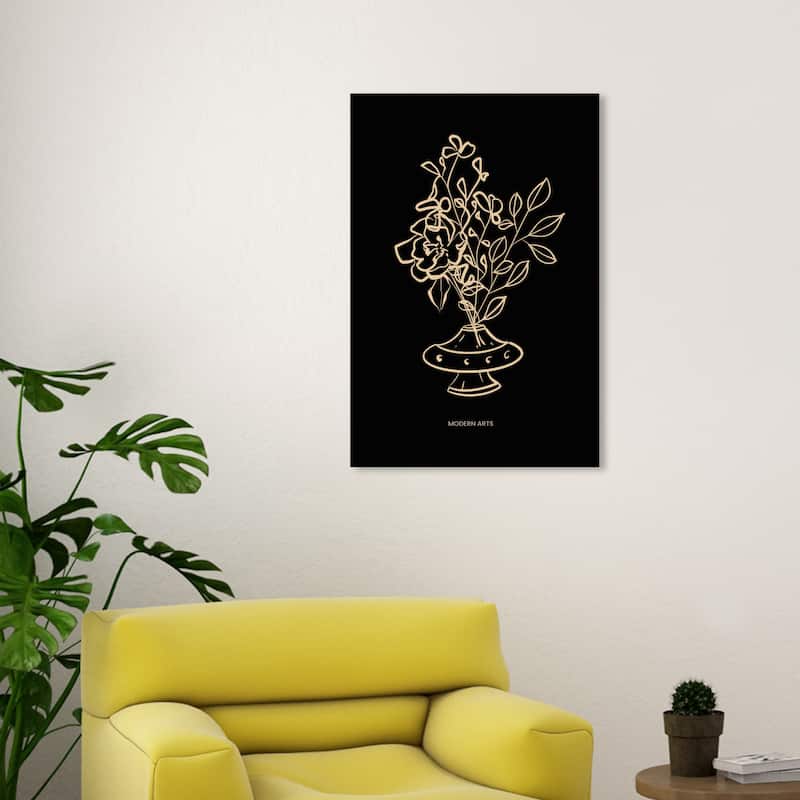 Wynwood Studio Canvas Floral and Botanical My other Flowers Black and Modern & Contemporary Wall Art Canvas Print - 30 x 20