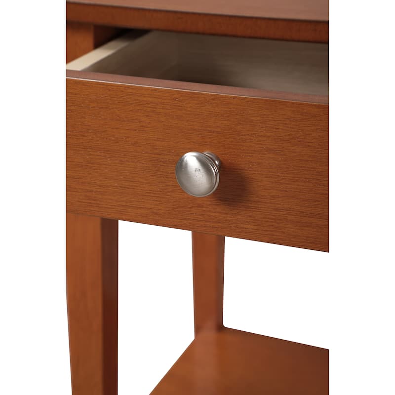 Oak Nightstand 28x18x14 Modern Bedside Table with Warm Finish, Minimalist Style and Compact Storage for Bedroom Use