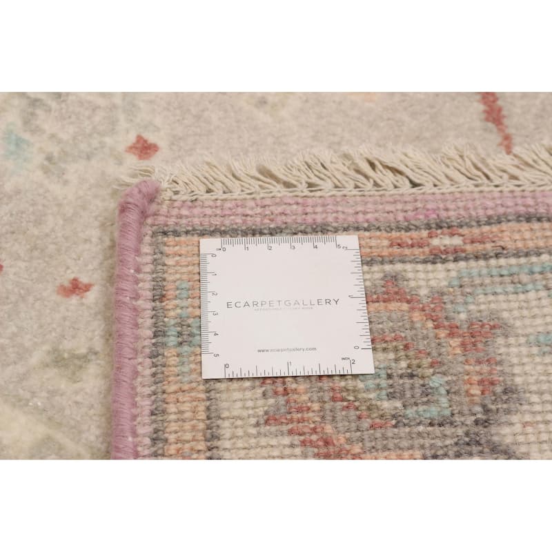 ECARPETGALLERY Hand-knotted Modern Oushak Light Grey Wool Rug - 2'11 x 8'1