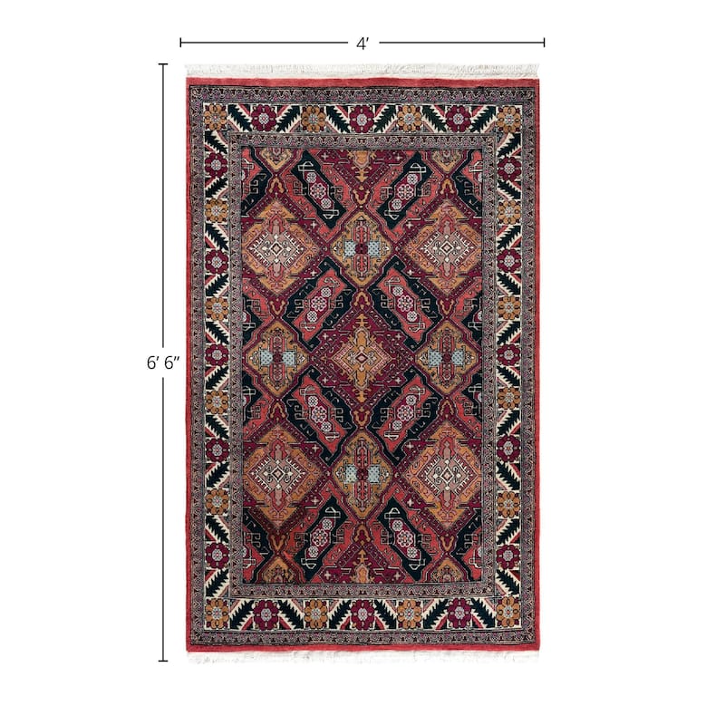 Overdyed, One-of-a-Kind Handmade Area Rug - Red - 4' 0" x 6' 6"