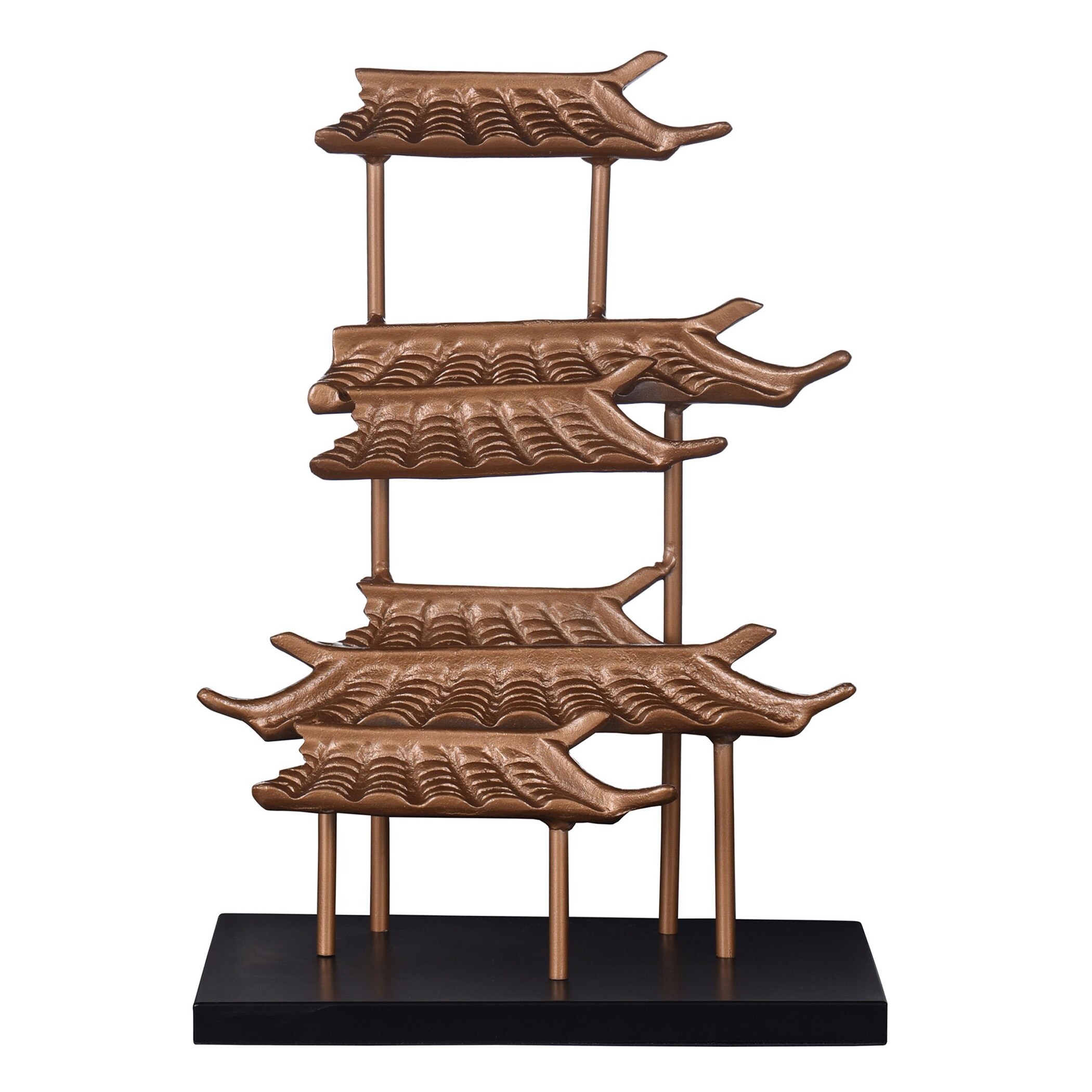Dann Foley - Tiered Asian Pagoda - Brass and Black Iron