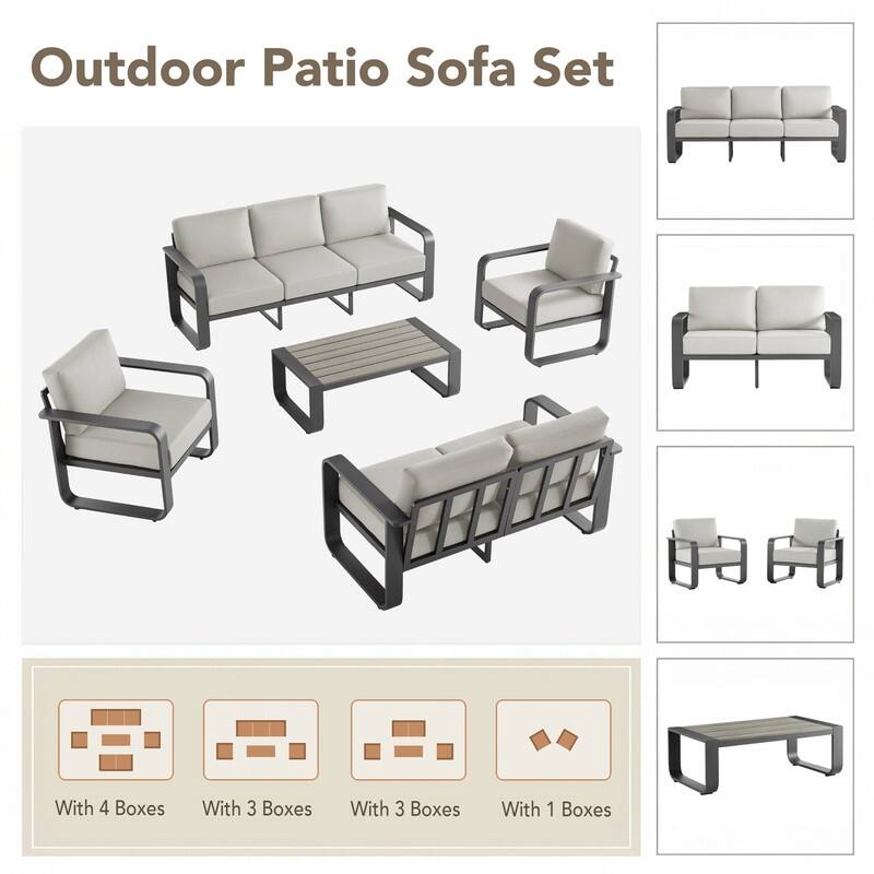 Spruce & Spring Outdoor Patio Furniture Set Aluminum Sofa Accent Chair