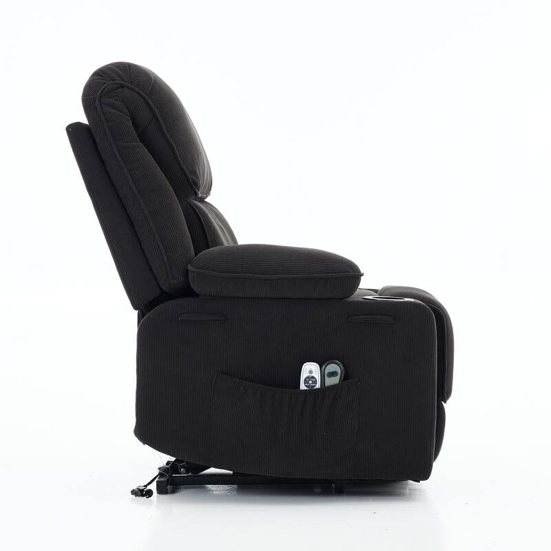 Power Lift Recliner Chair - Remote Control with Heat & Massage, PU Leather, Side Pockets - Senior Mobility Assist Chair