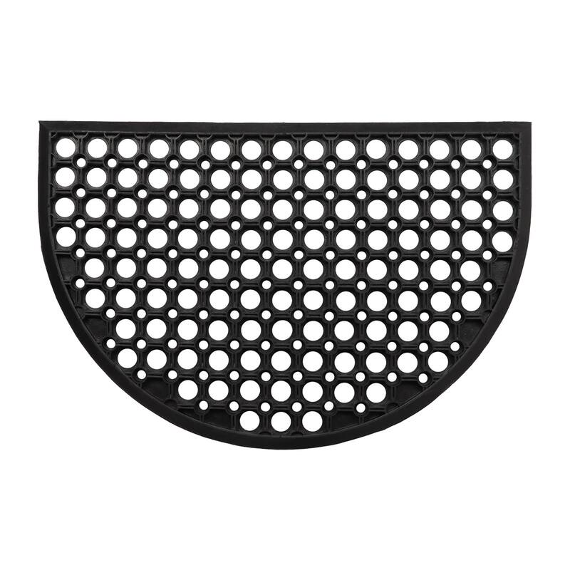 Half Moon Rubber Door Mat 23.5 x 15.75 Inches - 23.5 L x 15.75 W x 0.6 H