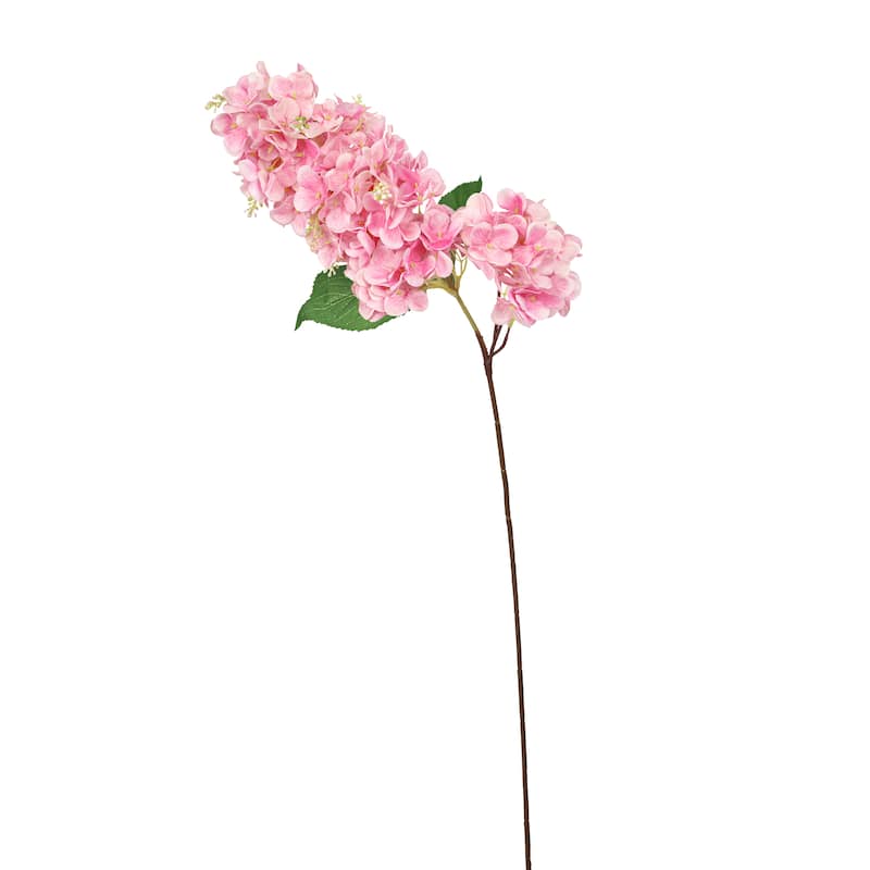 Set of 2 Deluxe Pink Artificial Cone Hydrangea Flower Stem Spray 34in - 35" L x 5" W x 5" DP