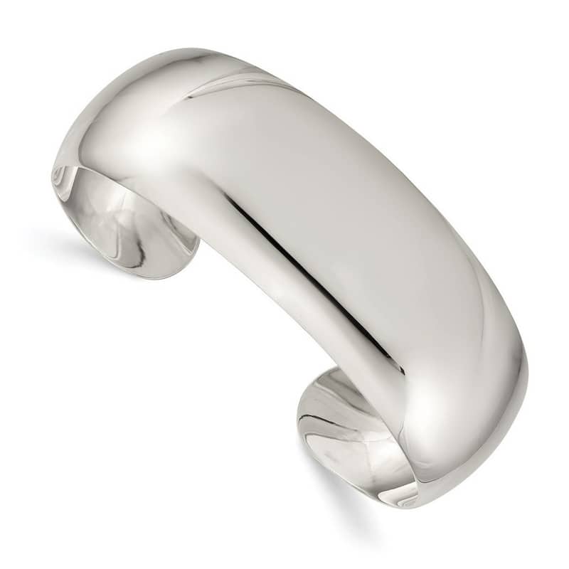 Curata 925 Sterling Silver 21mm Domed Polished Adjustable Cuff Bangle Bracelet
