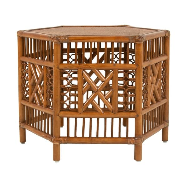 Octagonal Rattan Table Handcrafted Brown Natural Rattan Octagon End Table by East at Main ...