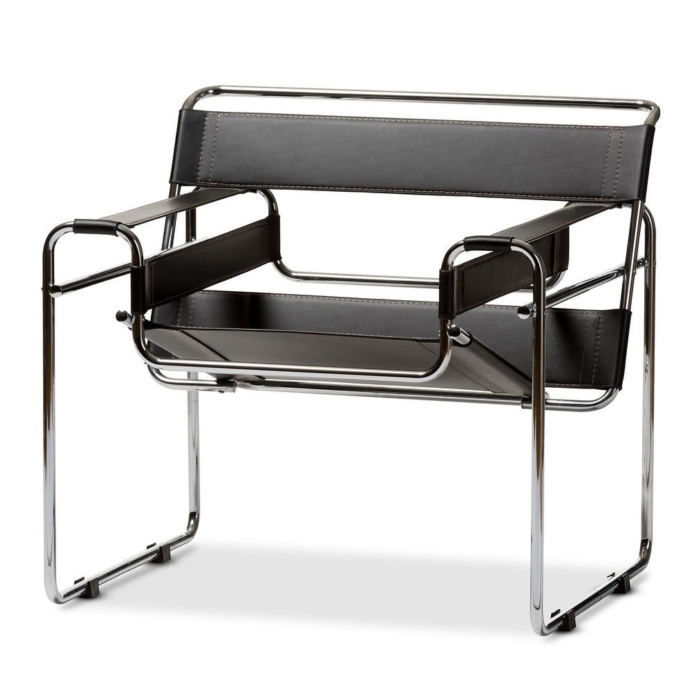 Strick & bolton berman sales black lounge chair and ottoman