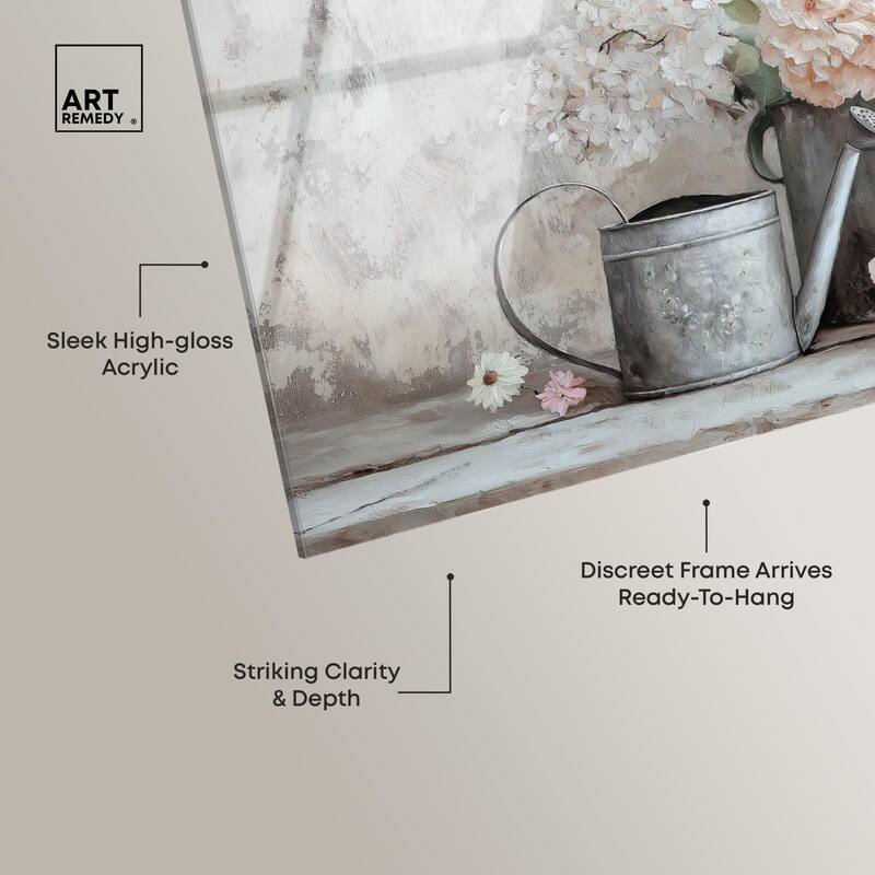 Can and White Blooms Acrylic by Art Remedy, Ready to Hang