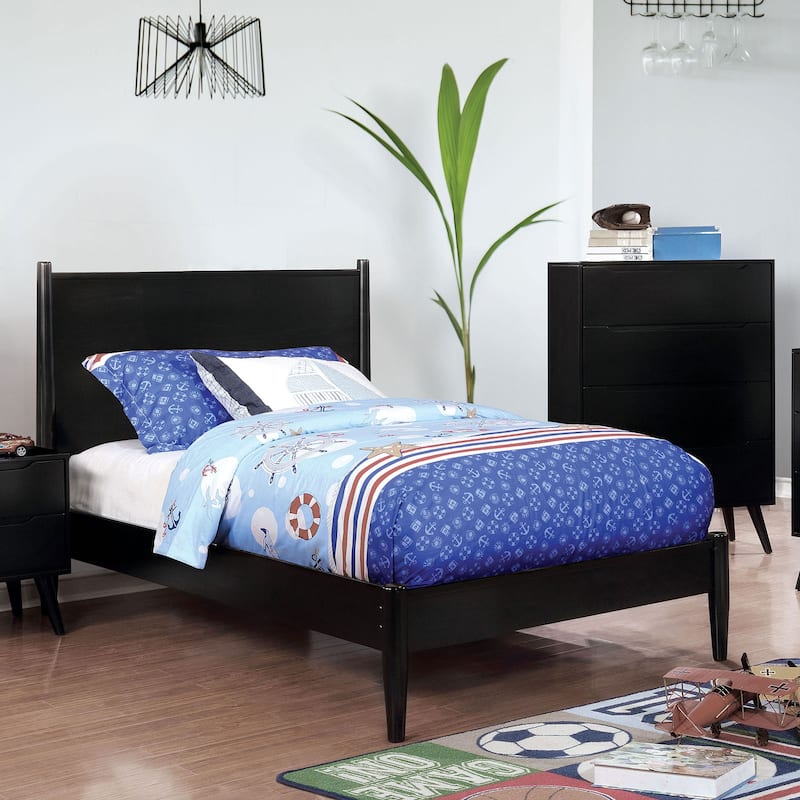 Wooden Platform Bed With Round Tapered Legs