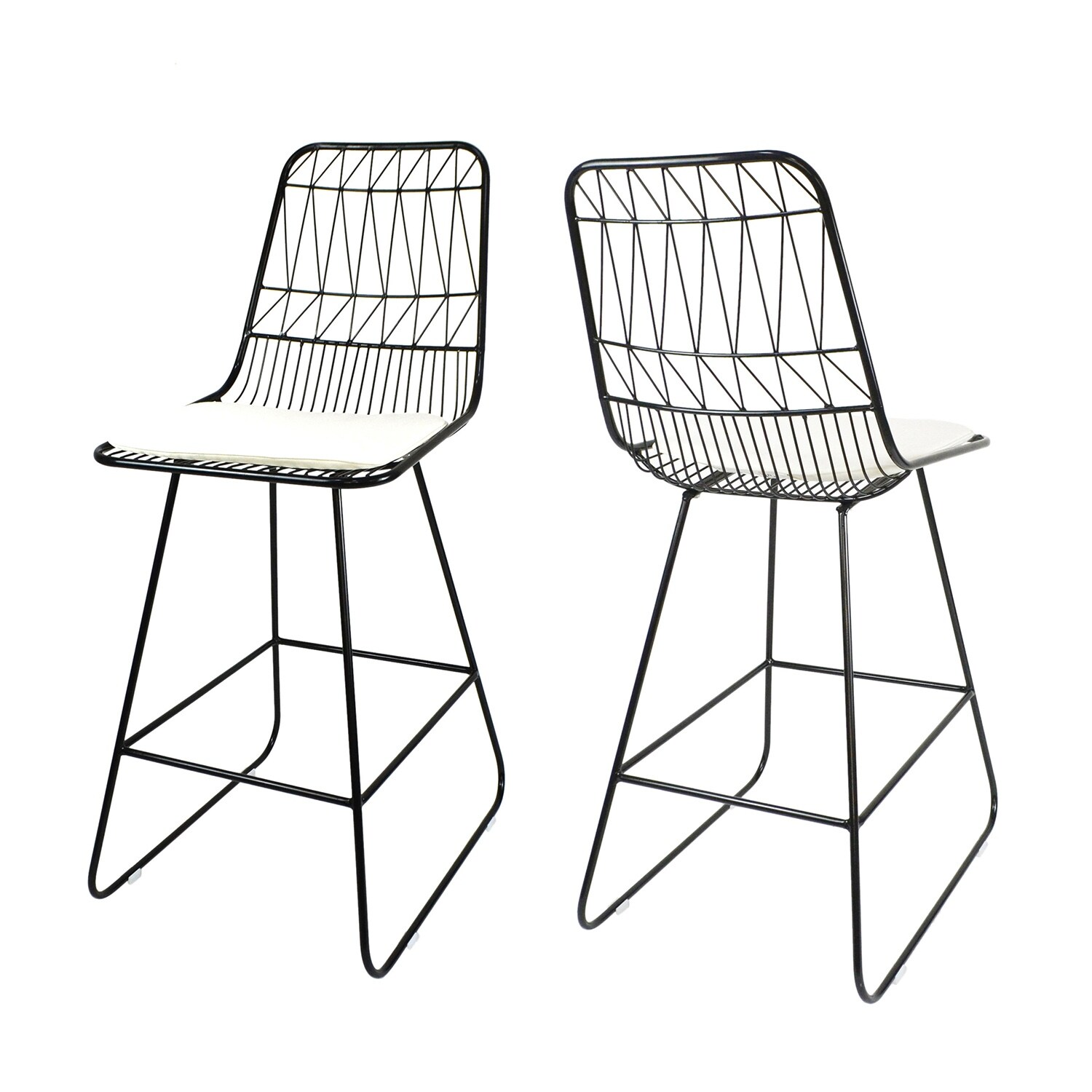 Niez Modern Outdoor Wire Iron Counter Stools with Cushions