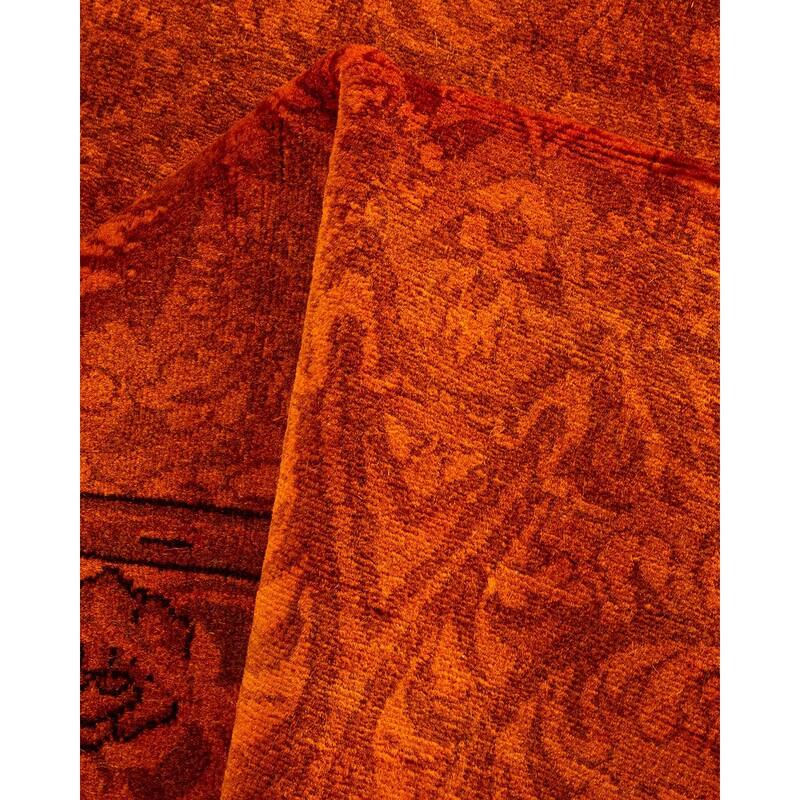 Overton Hand Knotted Wool Vintage Inspired Modern Contemporary Overdyed Gold Runner Rug - 2' 7" x 21' 4"
