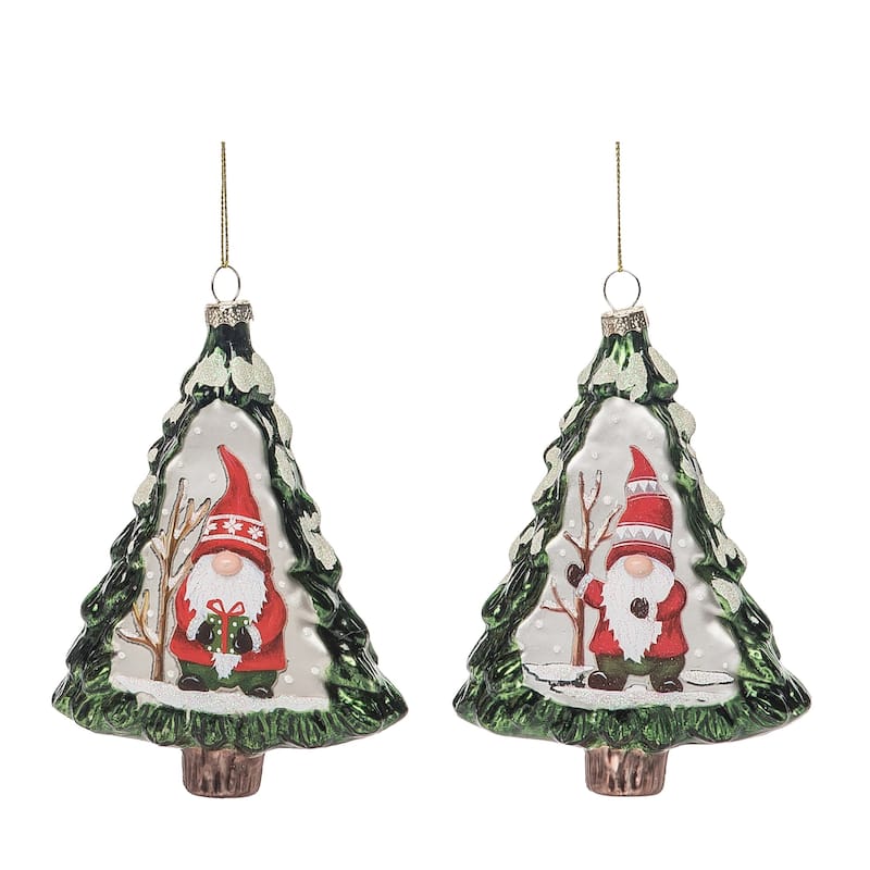 Transpac Glass 5.75 in. Multicolored Christmas Painted Gnome Tree ...