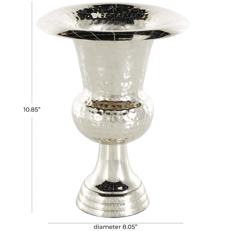 Aluminum Metal Goblet Inspired Hammered Decorative Vase - Gold or Silver - Roche River Decor