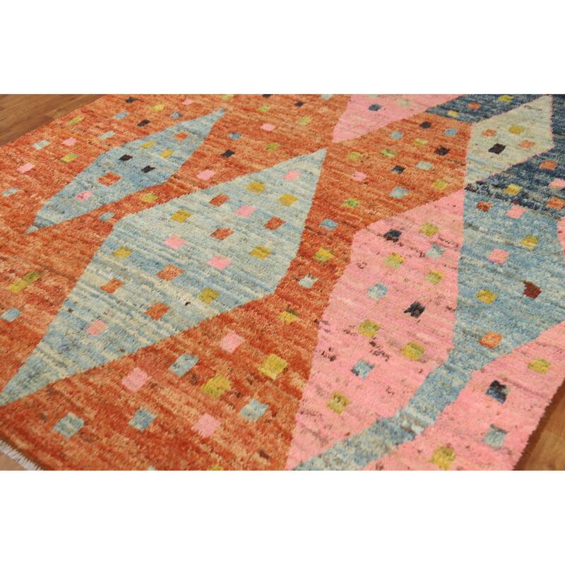 Geometric Moroccan Area Rug Handmade Tribal Wool Carpet - 6'7" x 9'7"