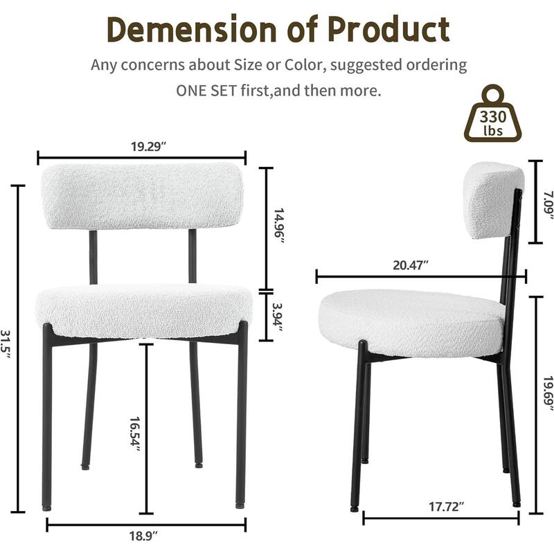 XINMICS Dining Chairs Set of 2/4/6, Mid Century Modern Upholstered Boucle Kitchen Dining Room Chairs
