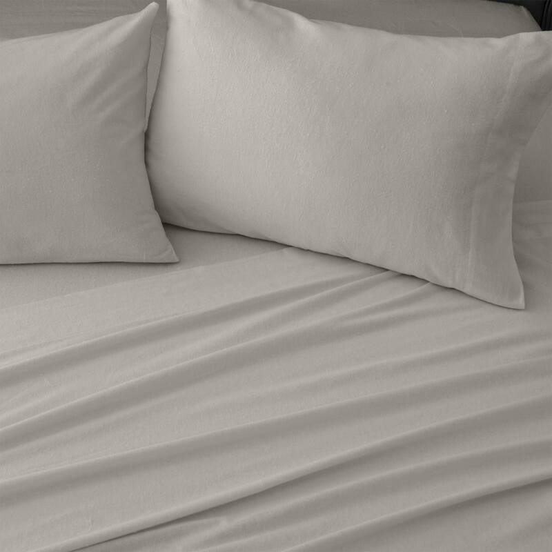 Linery & Co. Turkish Cotton Double-Brushed Solid Color Flannel Bed Sheet Set