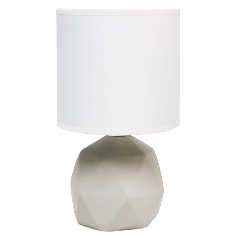 10.62" Modern Organic Geometric Concrete Table Lamp, For Living Room, Entryway, Bedroom, Mini Accent Light, Black Shade - WH