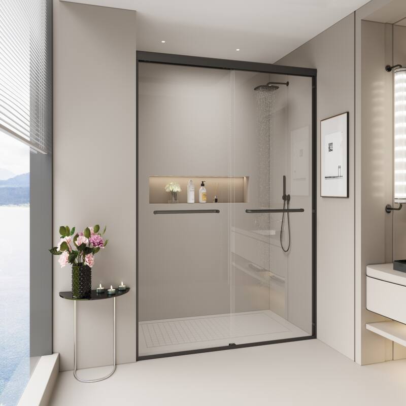 Double Sliding Shower Door, Semi-frameless