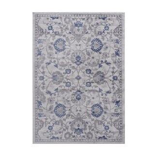 LOOM & LUXE Blue/Silver Collection Oriental Non-Shedding Area Rug
