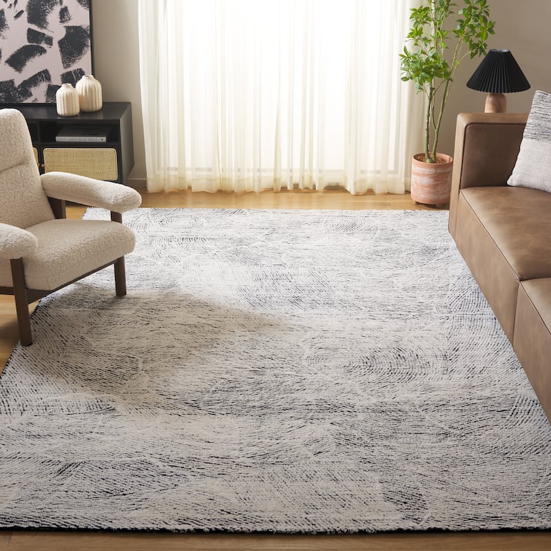 SAFAVIEH Handmade Metro Rozsika French Country Wool Rug - 8' x 10' - Black/Ivory